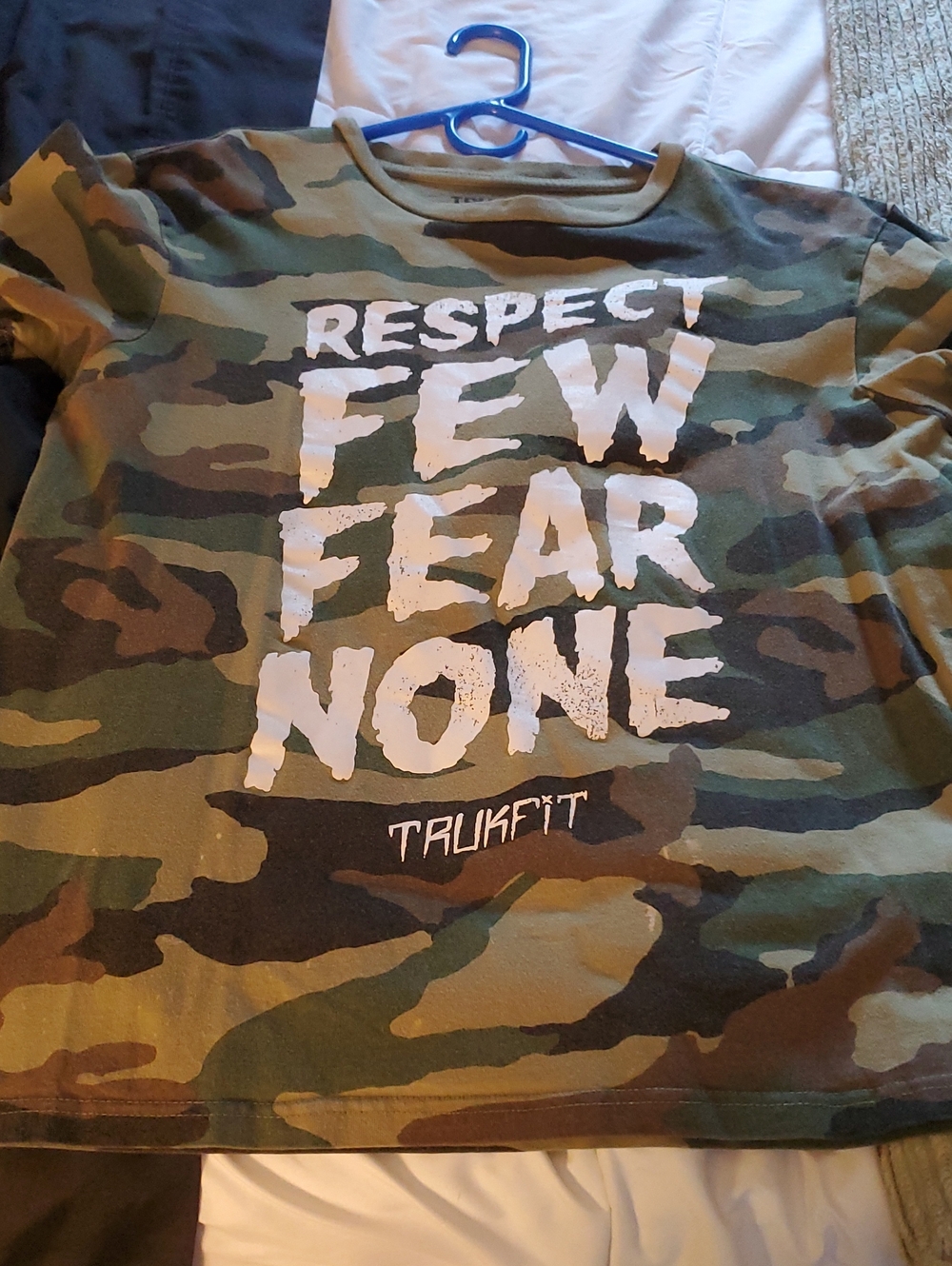 Trukfit Mens Camo Short Sleeve Tee with White Slogan